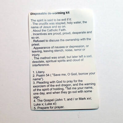 Disposable de-worming kit
Disposable de-worming kit